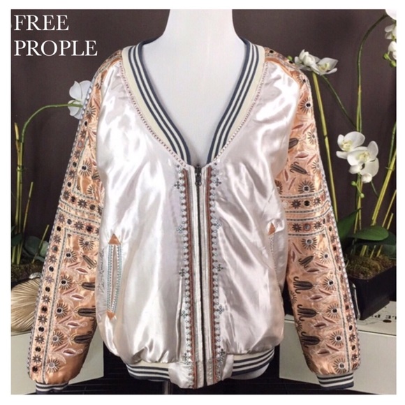 FREE PEOPLE NEW ROMANTICS REVERSIBLE BOMBER JACKET - Picture 2 of 6